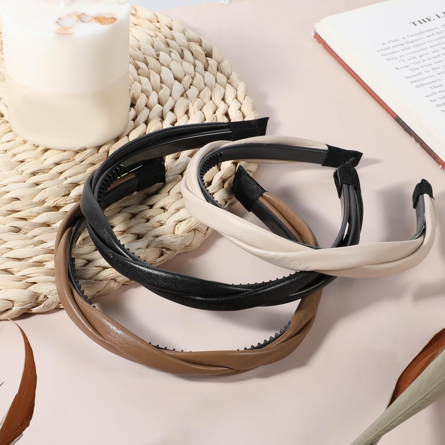 3 PCS Non-slip Leather Headbands for Women, Twisted Headband for Women, Boho Braided Headband, Hair Accessories for Woman Girls - Image 4