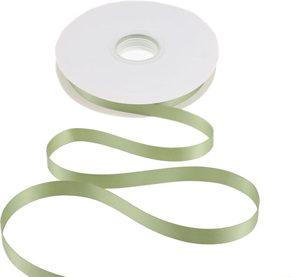 Sage Ribbon 1/2 Inch Sage Green Satin Ribbon Green Silk Ribbon for Wedding Decor Thin Sage Green Ribbon for Gift Wrapping Hair Ribbon for Craft - 50Yards - Image 3
