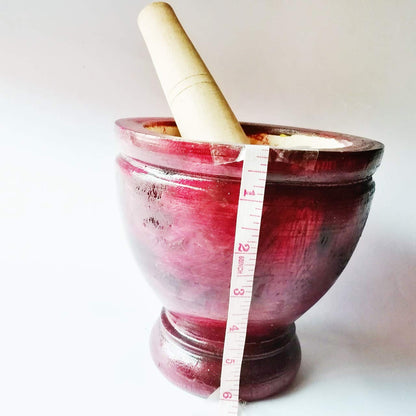 Wooden Mortar 6" Pestle Grinding Herb Garlic Papaya Salad Som Tum Thai Kitchen Tool 1 Set - Image 3