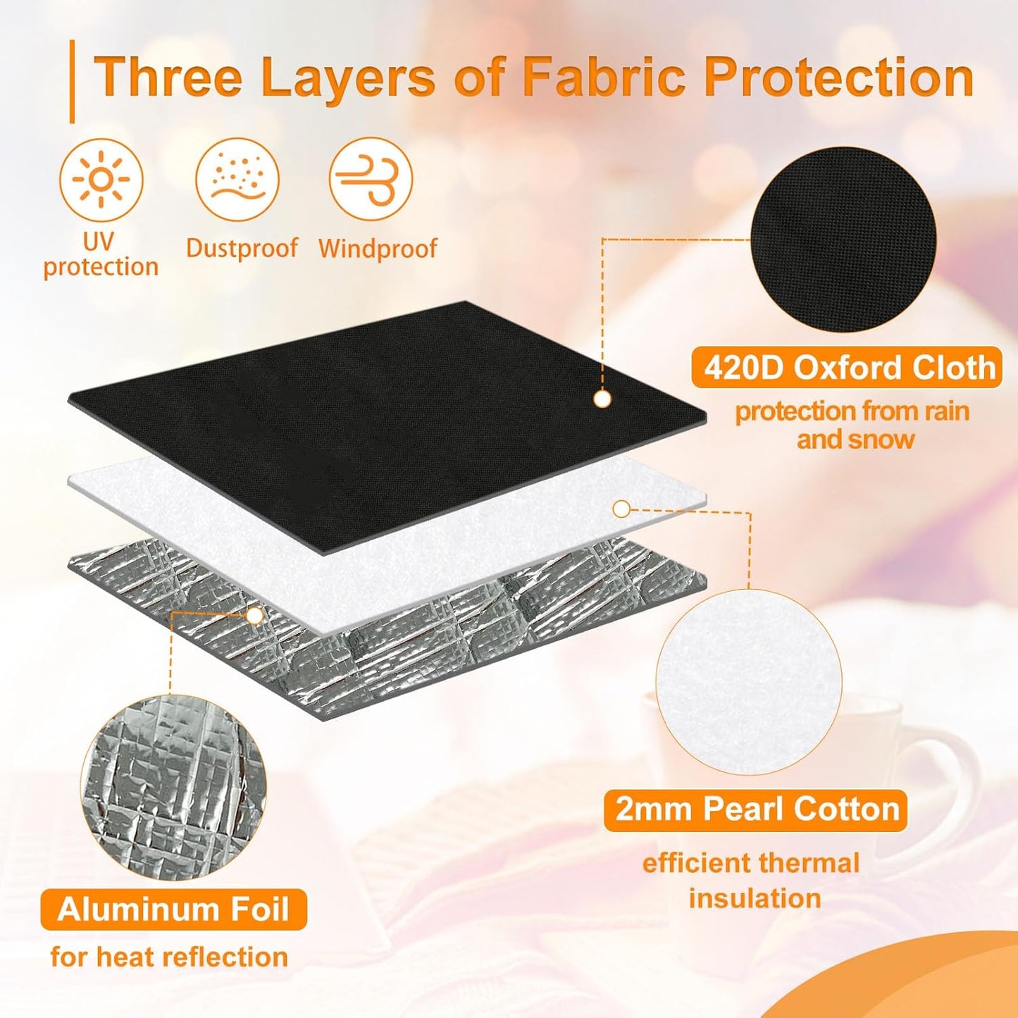 Air Conditioner Covers for Window Units - 3 Layers Insulation Outside AC Cover with Elastic Drawstring Metal Buckle Strap, Outdoor Winter Waterproof AC Canopy Sun Shade - 27.5 × 22.5 × 18.5 Inch - Image 2