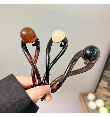 Simple retro beaded hair clip, new hair twist clip on the back of the head, fashionable and versatile headwear slotted clip
