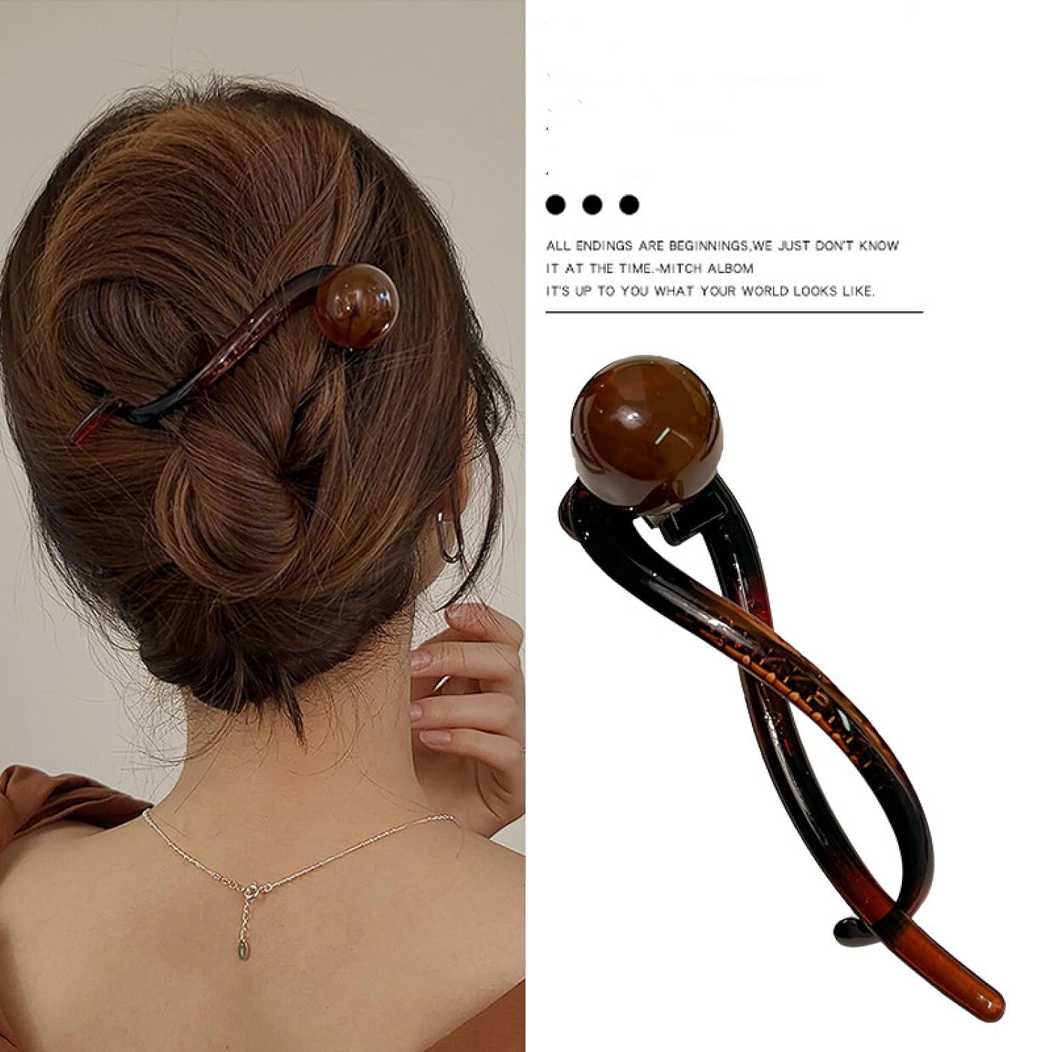 Simple retro beaded hair clip, new hair twist clip on the back of the head, fashionable and versatile headwear slotted clip - Image 3