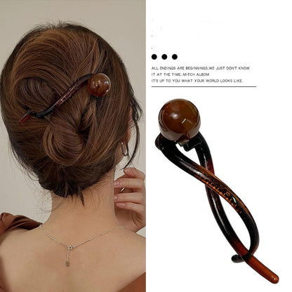 Simple retro beaded hair clip, new hair twist clip on the back of the head, fashionable and versatile headwear slotted clip - Image 3