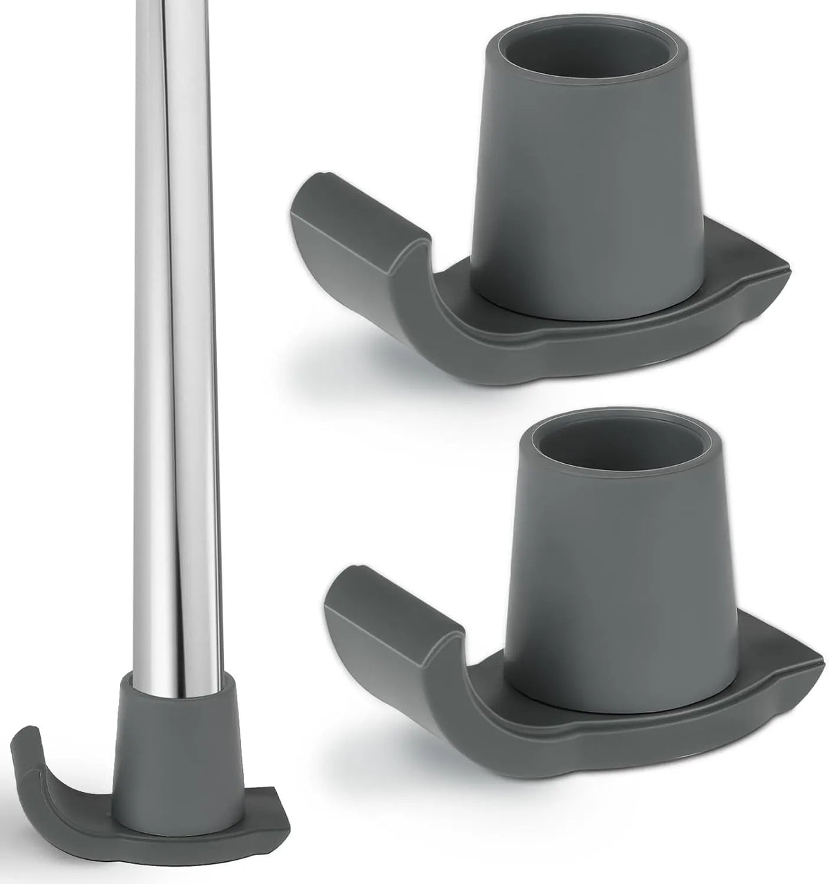 2 Pack Walker Glides Heavy Duty Walker Skis Glides for Folding Walkers, Universal Rubber Walker Sliders or Gliders for 1 Inch Tubes, Walker Accessories, Gray