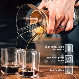 Pour Over Coffee Maker,Reusable Glass Coffee Pot Manual Dripper Brewer Hand Drip with Stainless Steel Filter for Home Travel (14 oz/400 ml) - Image 3