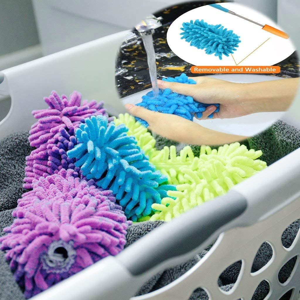 Washable Dusters for Cleaning, Phoenixes Feather Duster Extendable Dusting Wand 11"-30", Wet or Dry Use (5 Pcs) - Image 4