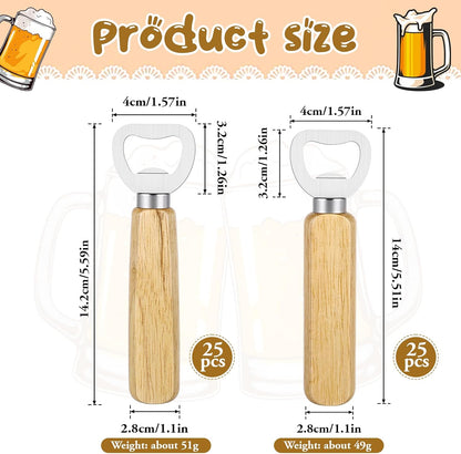 50 PCS Stainless Bottle Opener Bulk Wooden Beer Opener Set, Wood Handheld Heavy Duty Bottle Openers for Bartender Wedding Party Home Kitchen KTV Bar Restaurant - Image 2