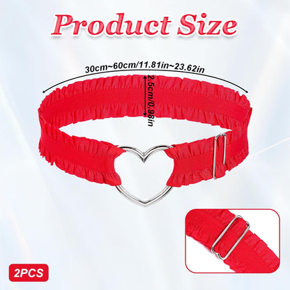 2 Pcs Adjustable Heart Lace Thigh Garters, Red Heart Garters Belt, Elastic Leg Garters Belt for Women - Image 2