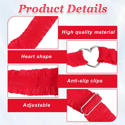 2 Pcs Adjustable Heart Lace Thigh Garters, Red Heart Garters Belt, Elastic Leg Garters Belt for Women - Image 3