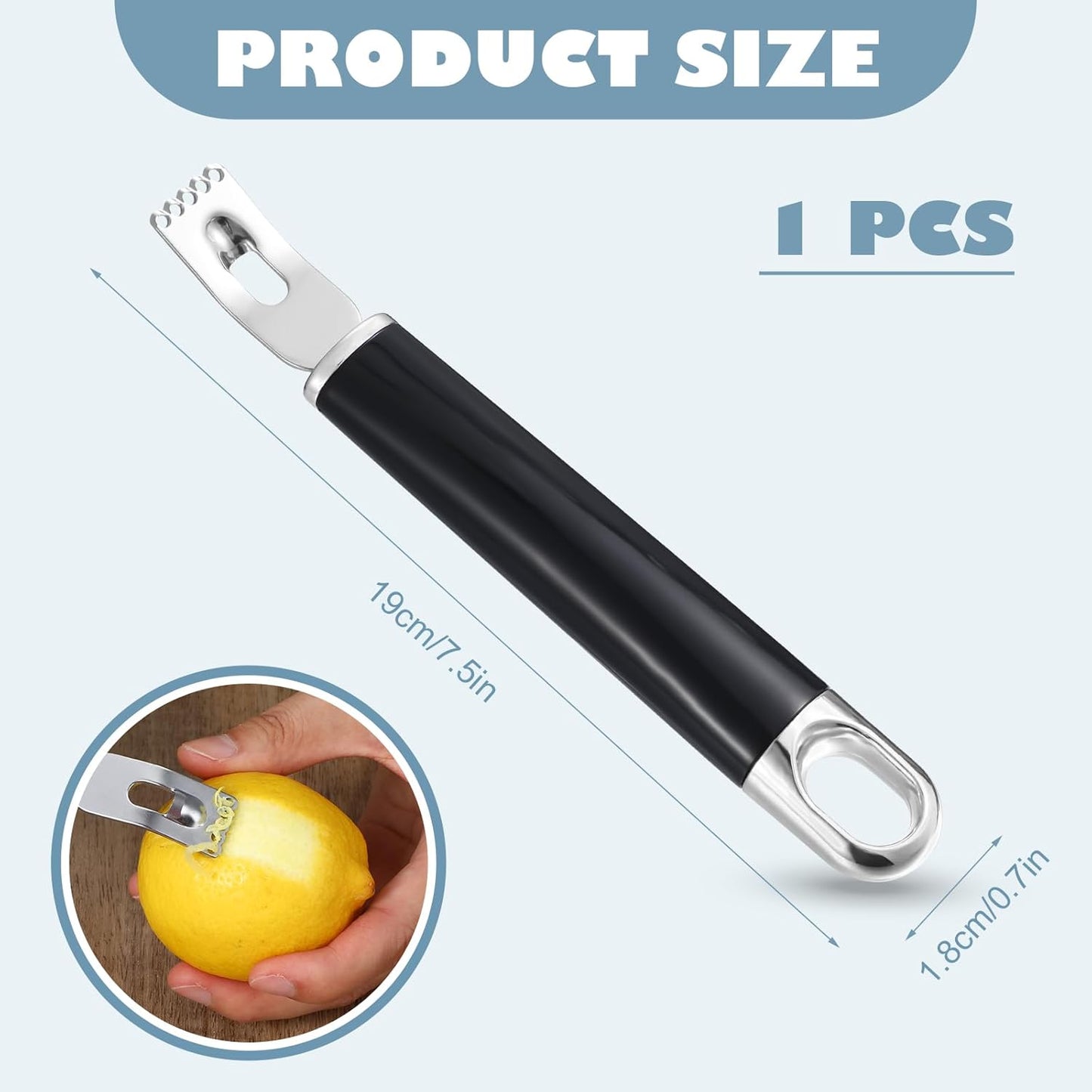 2 in 1 Channel Knife, Lemon Zester Tool, Ultra Sharp Lemon Twist Peeler for Cocktail Garnish, Stainless Steel Orange Citrus Fruit Rind Peel, Home Bar Kitchen Accessories (Silver) - Image 2