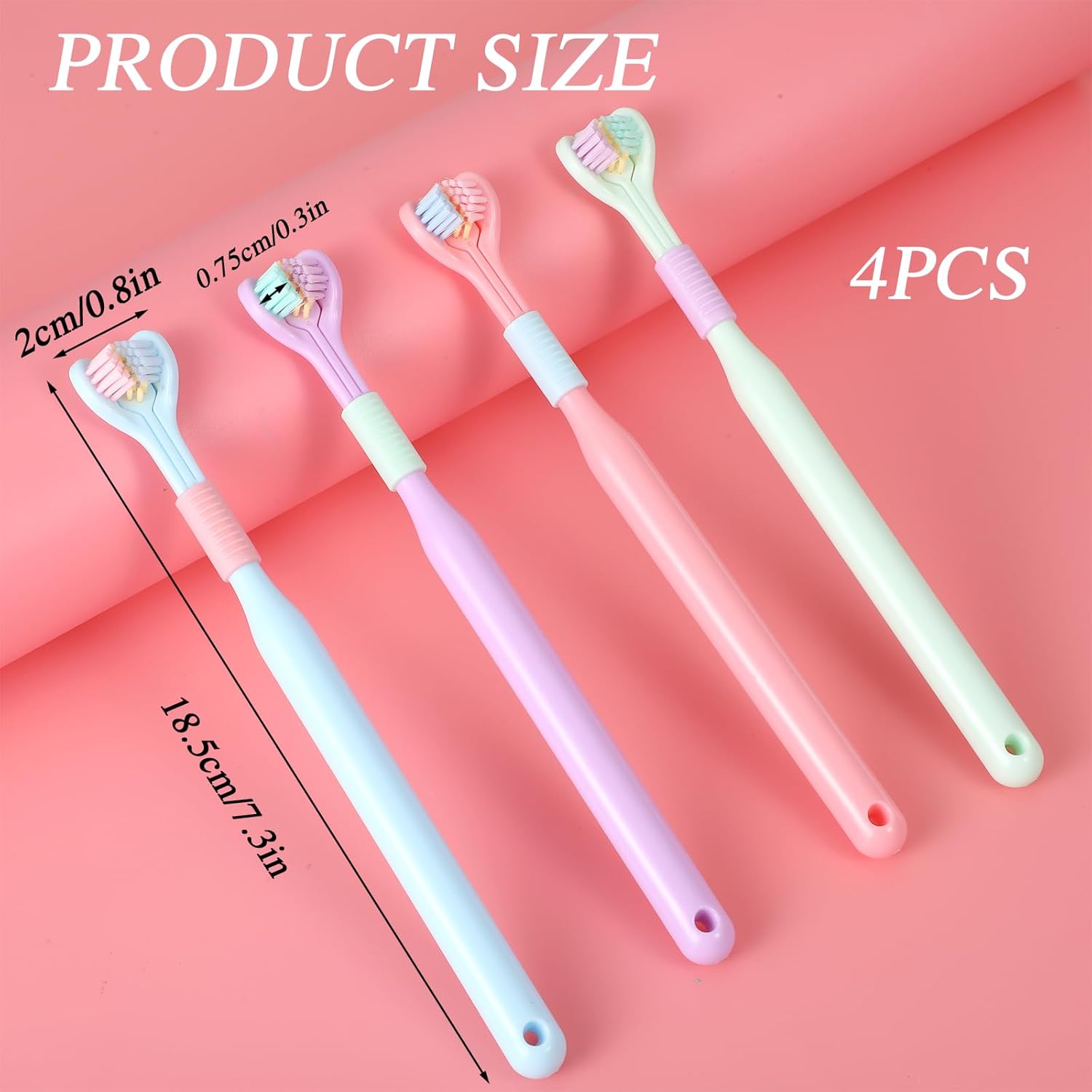 4Pcs 3 Sided Toothbrush Adult, Colorful Three Sided Toothbrush Set with Soft Bristle, Triple Head Toothbrush for Deep Cleaning, Multi-Angle Toothbrushes for Adults Teeth Gum Care - Image 2