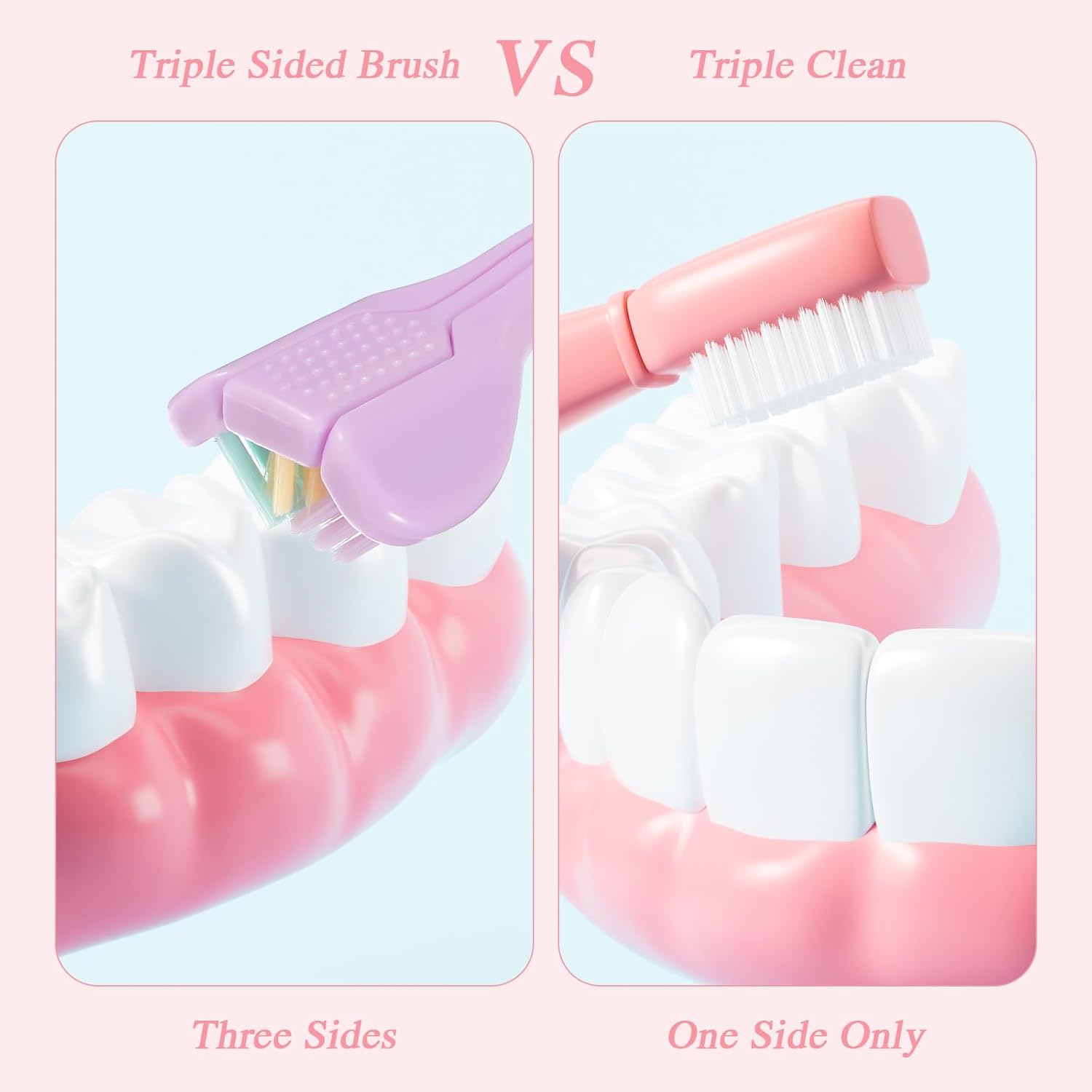 4Pcs 3 Sided Toothbrush Adult, Colorful Three Sided Toothbrush Set with Soft Bristle, Triple Head Toothbrush for Deep Cleaning, Multi-Angle Toothbrushes for Adults Teeth Gum Care - Image 3