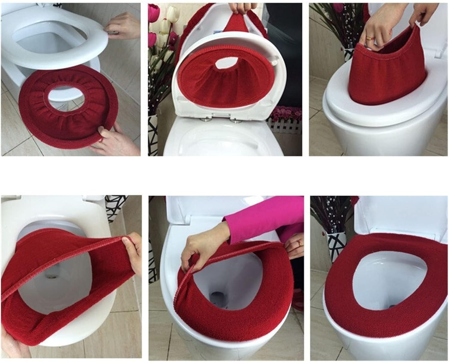 Bathroom Square Toilet Seat Cover Winter Washable Warmer Mat Toilet Cover Cushion Lid Pad Home Decor Toilet Seat Cover (Color : Black) - Image 4