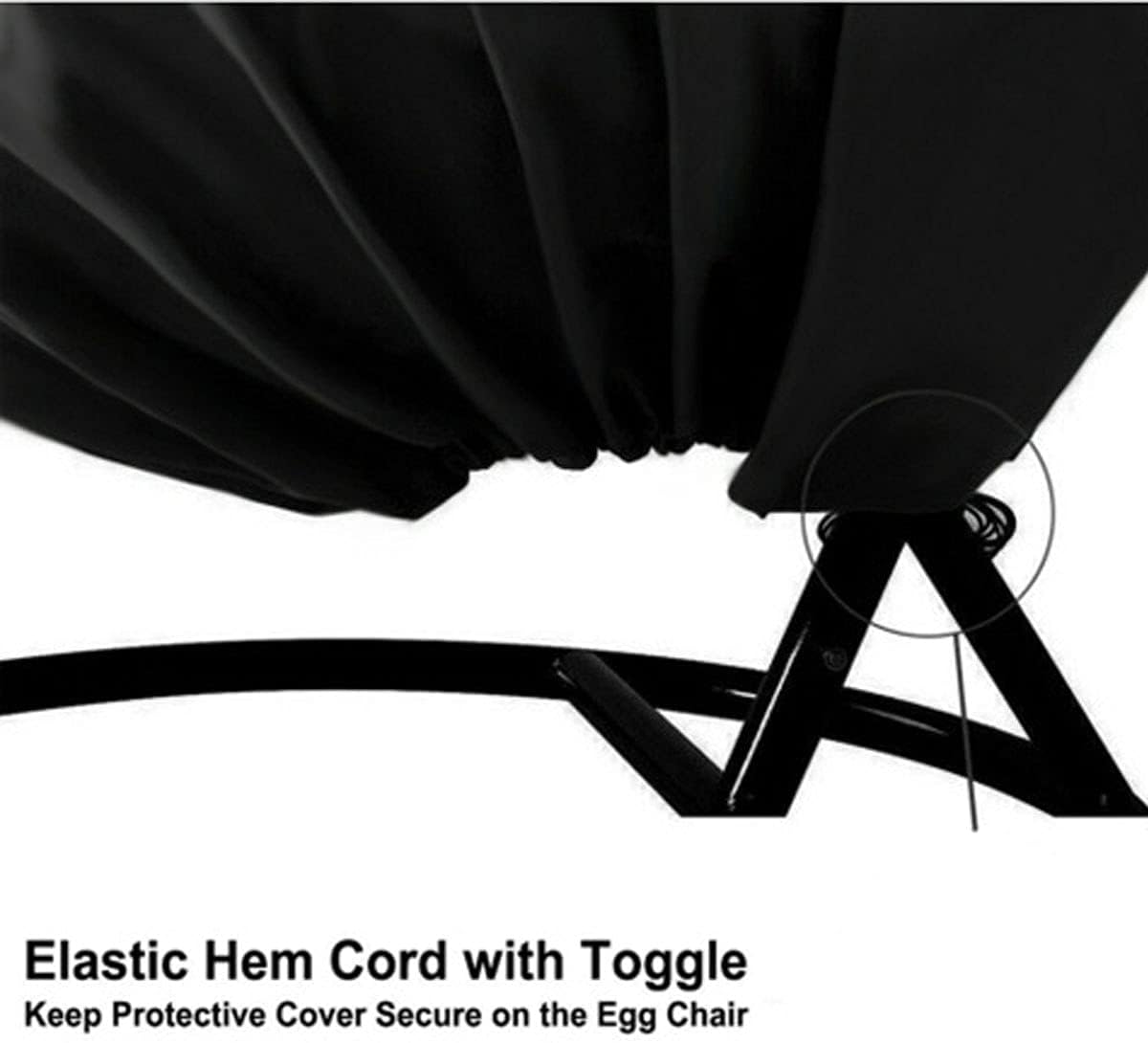 Updated Classic Waterproof Hammock Swing Chair Cover Patio Hanging Chaise Lounge and Stand Cover 73 Inch Outdoor Accessory Hanging Curved Steel Chaise Lounge Chair Covers (Black) (Black) - Image 3