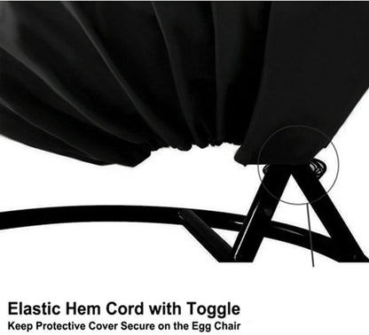 Updated Classic Waterproof Hammock Swing Chair Cover Patio Hanging Chaise Lounge and Stand Cover 73 Inch Outdoor Accessory Hanging Curved Steel Chaise Lounge Chair Covers (Black) (Black) - Image 3