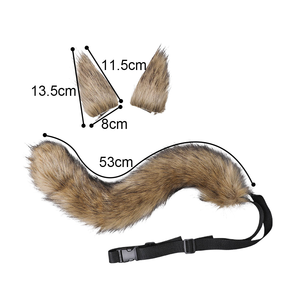 Faux Fur Cat Fox Wolf Fluffy Tail and Ears for Halloween - Image 2