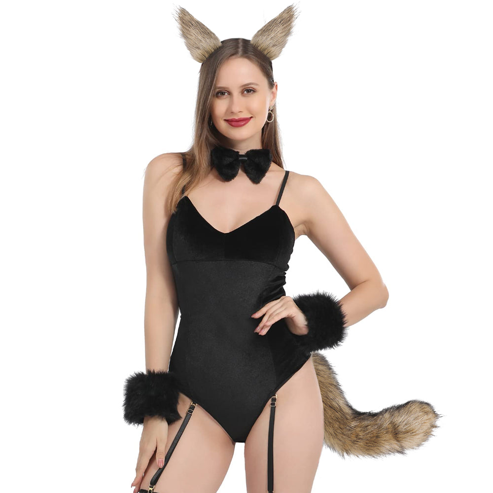 Faux Fur Cat Fox Wolf Fluffy Tail and Ears for Halloween - Image 5
