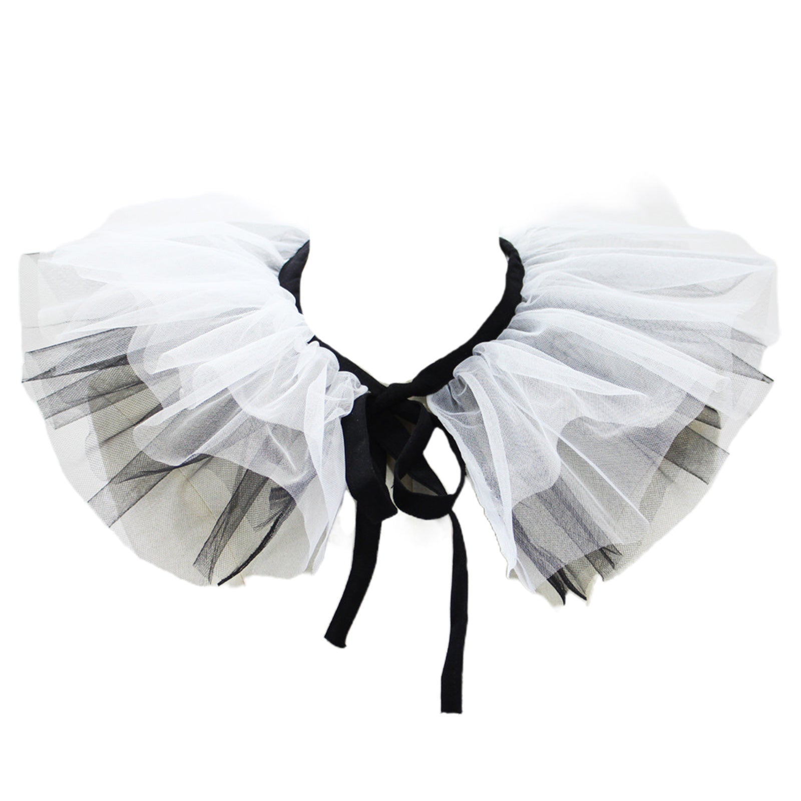 Women's Renaissance Tulle Ruffled False Collar Layered Black White Mesh Clown Choker Lace Up Victorian Neck Ruff Shawl Cosplay Props - Image 3