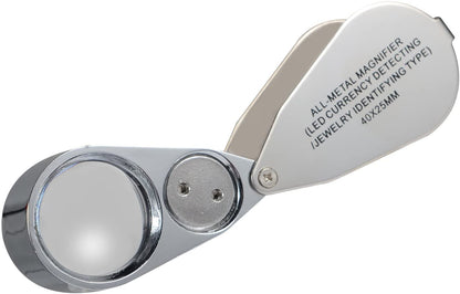 Jewelers Loupe 40X Magnification Metal Foldable Loupe with LED & UV Light - Image 2
