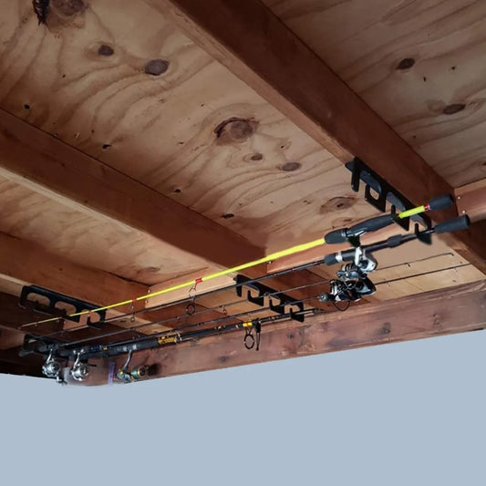 Fishing Rod Holders for Wall and Ceiling, Set of 6, 0.46 Size, Black, Garage Storage - Image 3