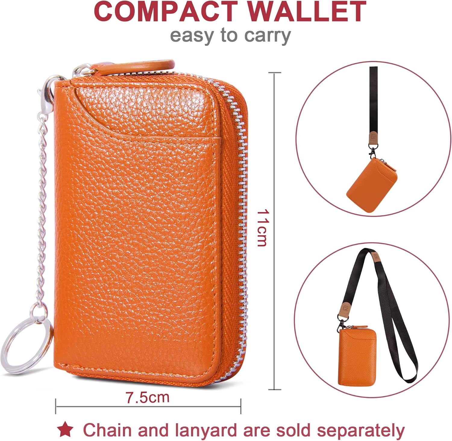 RFID Blocking Credit Card Holder Wallets Thin Mini Travel Bag Card Case Cash Envelope Money Organizer for Women Gift Compatible with YUX Orange - Image 4