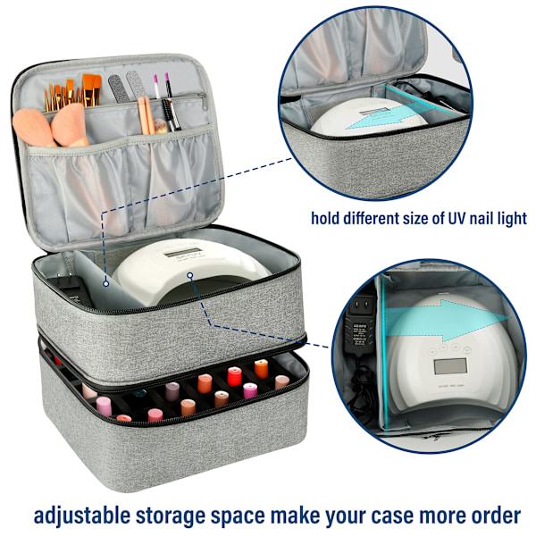 Nail Polish Storage Case with UV Light Gray Professional Organizer for Nail Kits - Image 2