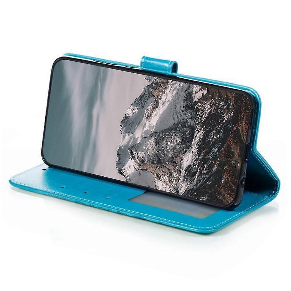 Compatible with Samsung Galaxy A56 5G Case with Multicolor Mandala Embossed PU Leather Wallet Cover - Blue - Image 3