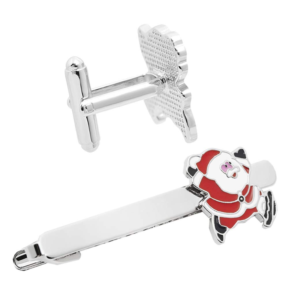 Christmas Tie Clip 2 pcs, Stylish Santa Tie Clip, Compatible with Christmas Wedding Winter Accessories, Bar Buckle Tie Clip - Image 2