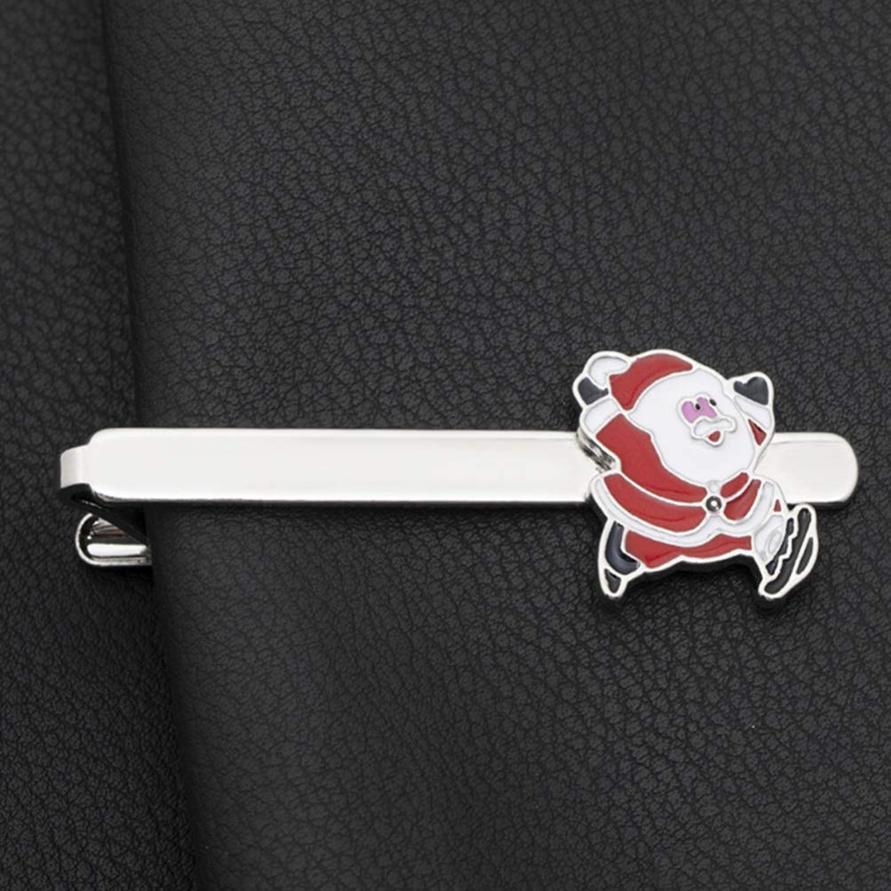 Christmas Tie Clip 2 pcs, Stylish Santa Tie Clip, Compatible with Christmas Wedding Winter Accessories, Bar Buckle Tie Clip - Image 4