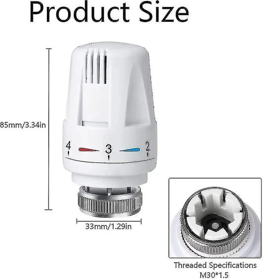 Thermostatic Head Replacement Compatible with M 30 X 1.5 Radiator Valve 4 Parts Antifreeze - Image 2