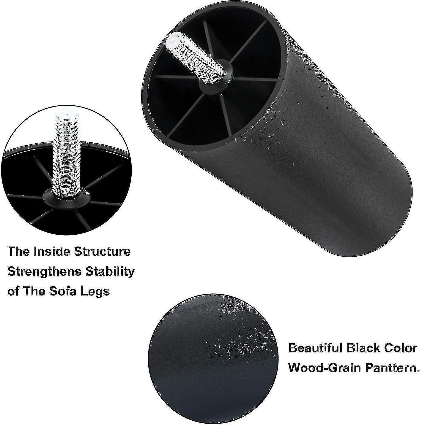 Sofa Replacement Legs 4-Pack Plastic Furniture Legs with Mounting Plates, Compatible with yux Model - Image 2