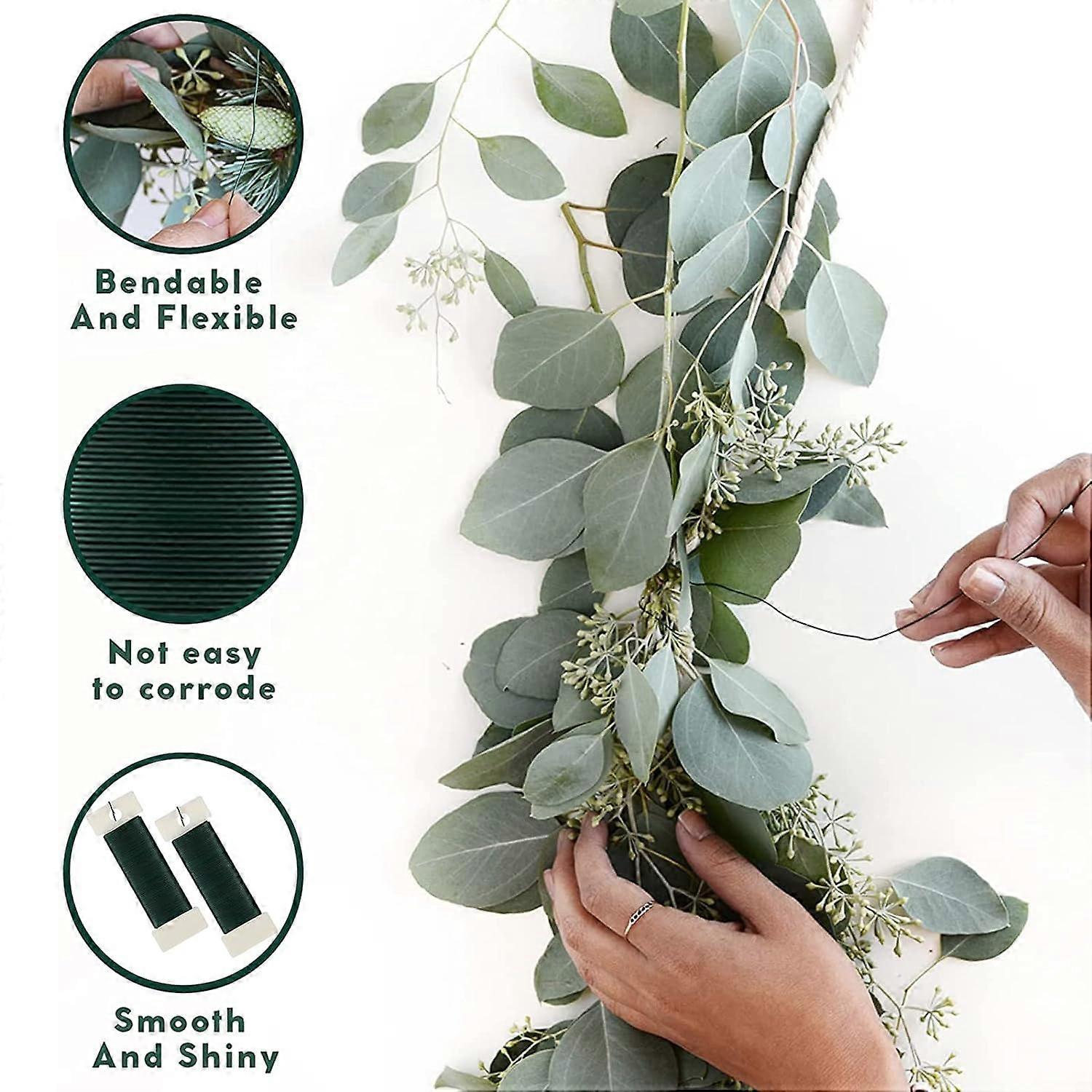 Green Floral Wire for Wreath Tying, 2 Rolls - Image 3