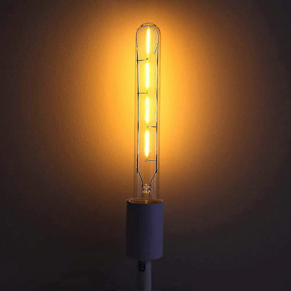 5-pack T225 Long Tube Bulbs, LED Edison Filament, 4W E27 Socket Warm White, Yellow Glass for Decorative Light Bulb, AC 220-240V—yux - Image 3