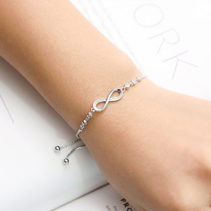 925 Sterling Silver Infinity Love Heart Bracelet with Cubic Zirconia Adjustable for Women - Image 6