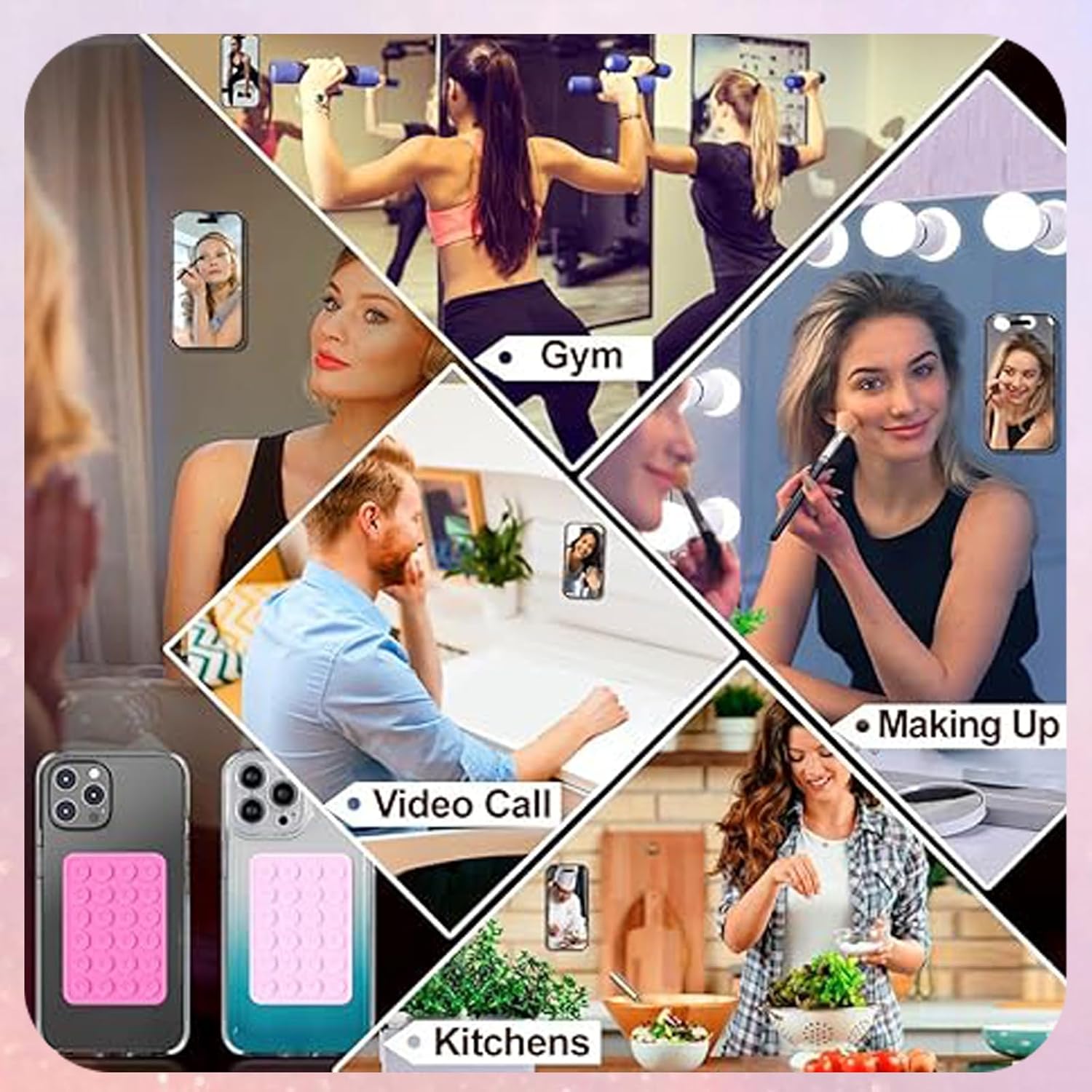 5pcs Silicone Suction Cup Phone Case Mount for Walls, Non-Slip Sticky Plate Compatible with Most Phones - Image 5