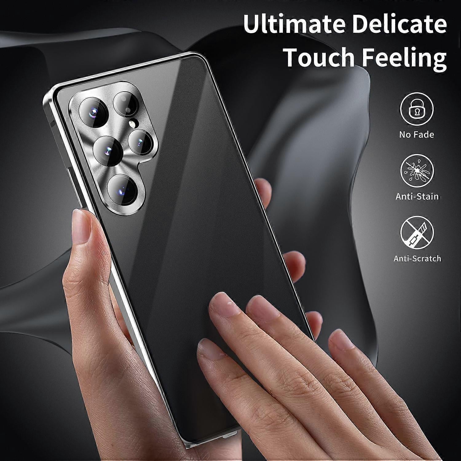 Compatible with Samsung Galaxy S25 Ultra Case Anti-Spy Dual-Sided Tempered Glass Magnetic Phone Case by WELLNGS Black - Image 5