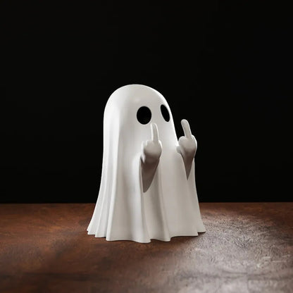 Halloween Resin Middle Finger Ghost Decorations 8CM Pink Pumpkin Ghost with Spranks for Garden and Crafts - Image 3