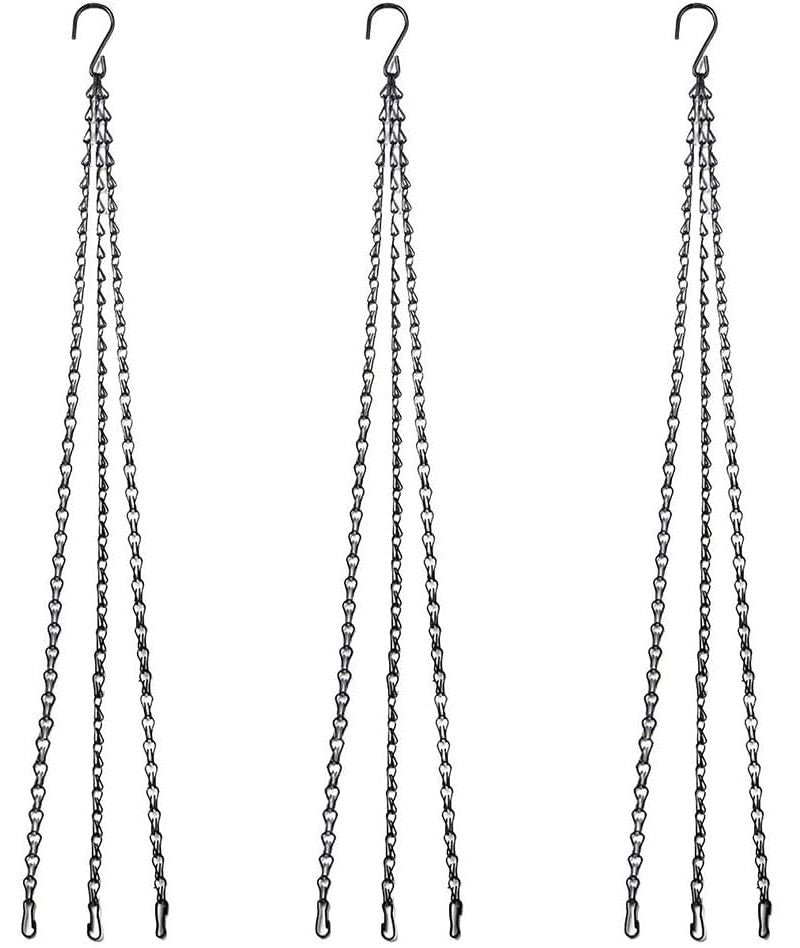 3-Pack Hanging Chain Set, Replacement Chain, Metal, Hanging Basket, Chains, Garden, Flower Pot, Plant Hanger with Clips and Hooks for Bird Feeder - Image 2