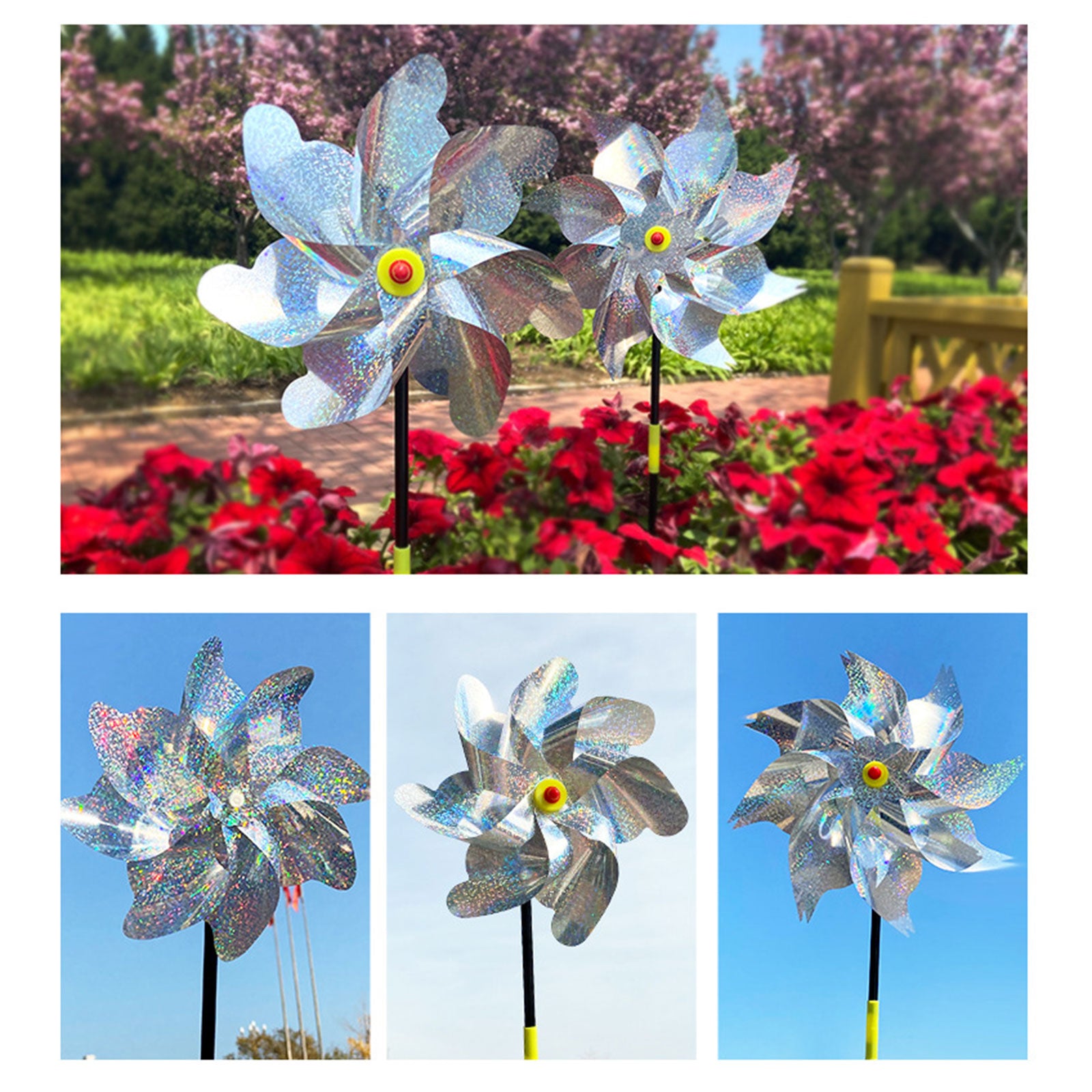 Reflective Scarecrow Wind Spinner Silver 2-pack - Image 4