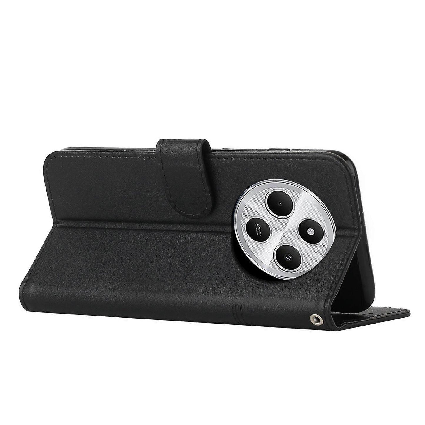 Stitched Calfskin Case for Redmi 14C 4G (FMY) Black_yux Black - Image 3