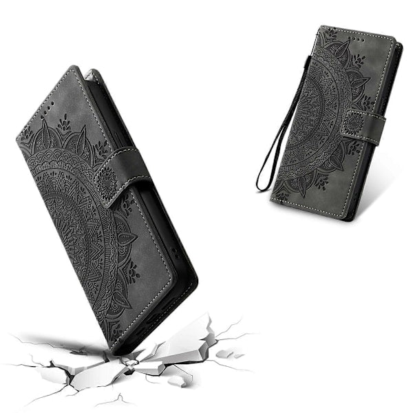 Compatible with iPhone 14 Pro Case Leather Wallet Embossed Totem Skin Feel Phone Cover - Image 5
