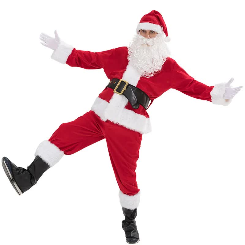 Santa Claus Costume 7 Parts Complete Set for Adults Cosplay with Elf XL 180-195cm - Image 3