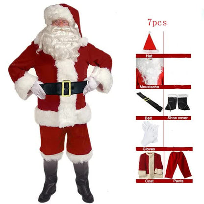 Santa Claus Costume 7 Parts Complete Set for Adults Cosplay with Elf XL 180-195cm - Image 6