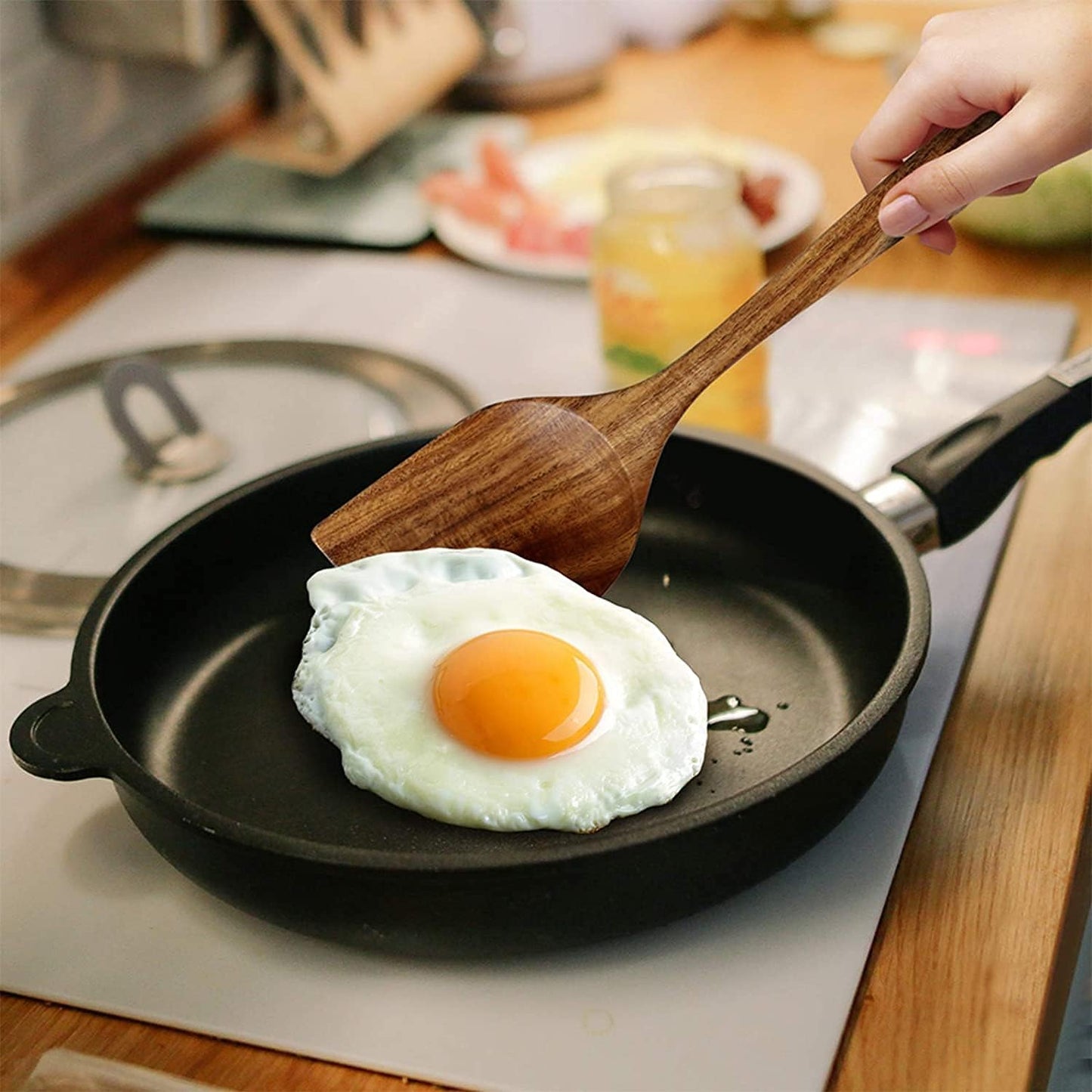 Wooden Spatulas Set of 2 30cm Cooking Utensils - Image 4
