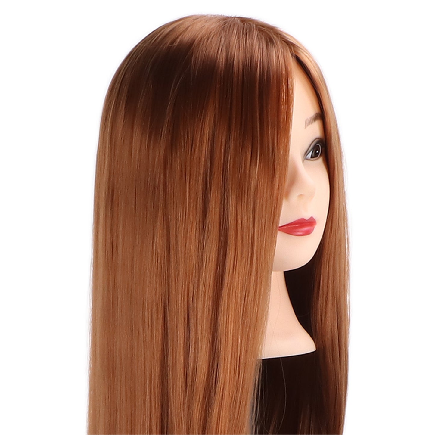 Hairdressing Mannequin Head Light Brown Hair Braid Styling Training Doll Head (with Makeup) - Image 3