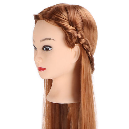 Hairdressing Mannequin Head Light Brown Hair Braid Styling Training Doll Head (with Makeup) - Image 4