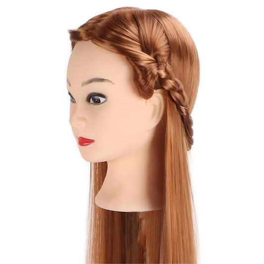 Hairdressing Mannequin Head Light Brown Hair Braid Styling Training Doll Head (with Makeup) - Image 4
