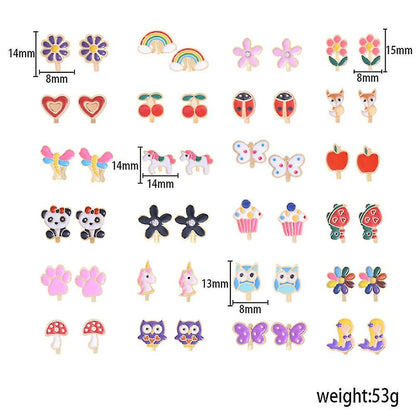 24 Pairs Girls Clip-on Earrings Children Cute Flower Metal Earring Princess Dress Up - Image 4