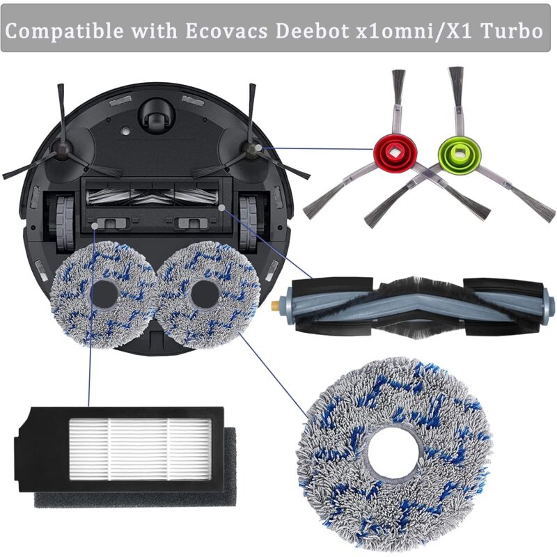 Ecovacs Filter Brush Cloth Replacement Accessory Kit 15 Pieces Compatible with DEEBOT T20 T10 X1 Omni Turbo Plus Robot Vacuum Cleaner - Image 5