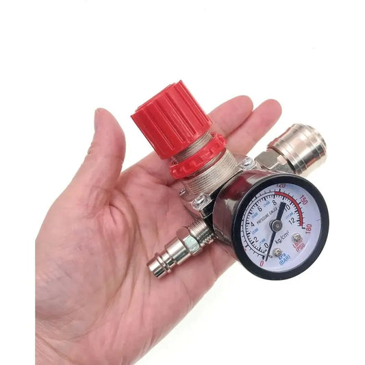 1/4\" Pressure Reducer for Compressed Air, Pressure Reducer, 4 Holes with Gauge for Compressor - Image 2